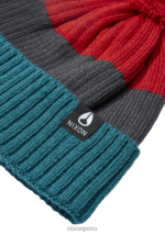 accesorios educacion fisica Nixon gorro schrader con pompón cedro oscuro/rojo 86XRT382 - Image 2