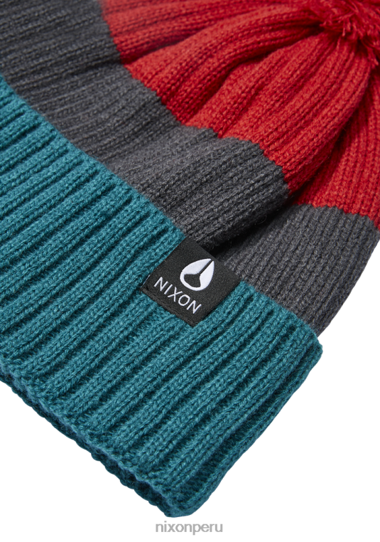 accesorios educacion fisica Nixon gorro schrader con pompón cedro oscuro/rojo 86XRT382 - Image 2