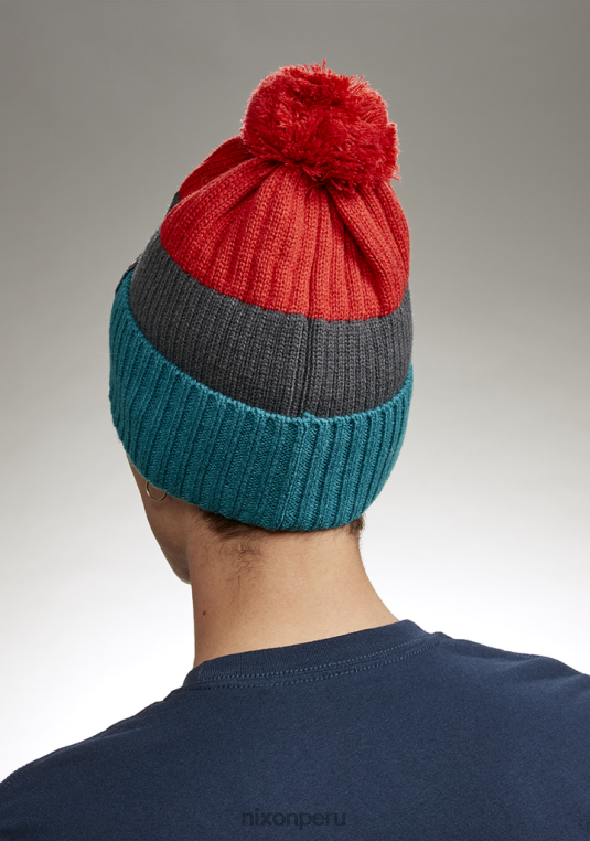 accesorios educacion fisica Nixon gorro schrader con pompón cedro oscuro/rojo 86XRT382 - Image 4