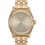 mirar educacion fisica Nixon cajero de tiempo medio oro claro/blanco vintage 86XRT228