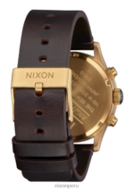mirar educacion fisica Nixon crono centinela de cuero oro/índigo/marrón 86XRT108 - Image 3