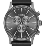 mirar educacion fisica Nixon crono centinela de cuero todo bronce/negro 86XRT109