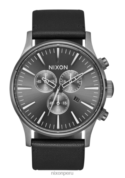 mirar educacion fisica Nixon crono centinela de cuero todo bronce/negro 86XRT109