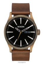 mirar educacion fisica Nixon cuero centinela latón/negro/marrón 86XRT49