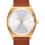 mirar educacion fisica Nixon cuero del cajero del tiempo oro claro/rayo de sol blanco 86XRT129