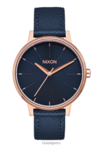 mirar educacion fisica Nixon cuero kensington azul marino/oro rosa 86XRT236