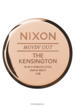 mirar educacion fisica Nixon cuero kensington azul marino/oro rosa 86XRT236 - Image 4