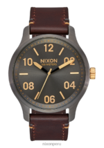 mirar educacion fisica Nixon patrulla de cuero bronce/oro 86XRT104