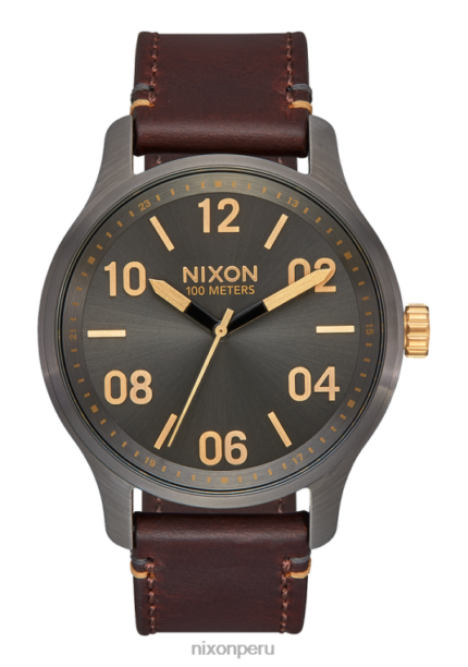 mirar educacion fisica Nixon patrulla de cuero bronce/oro 86XRT104