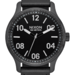 mirar educacion fisica Nixon patrulla de cuero negro/plata 86XRT106