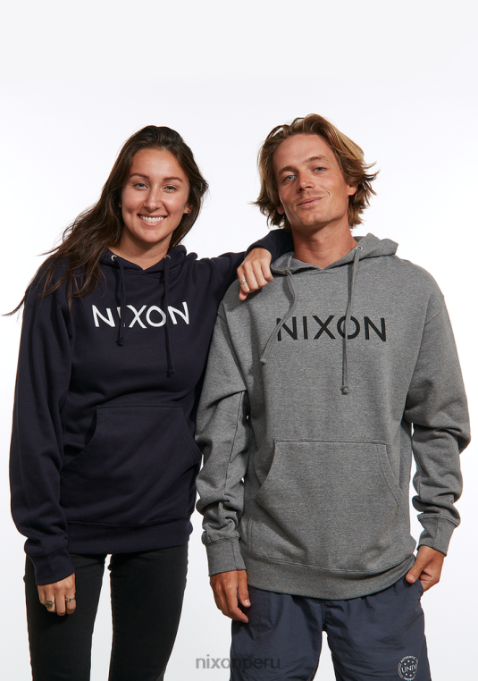 ropa educacion fisica Nixon sudadera con capucha con marca denominativa gris jaspeado oscuro 86XRT463 - Image 4