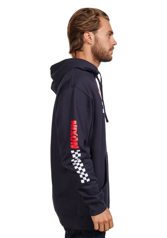 ropa educacion fisica Nixon sudadera con capucha de circuito azul marino/rojo 86XRT477 - Image 4