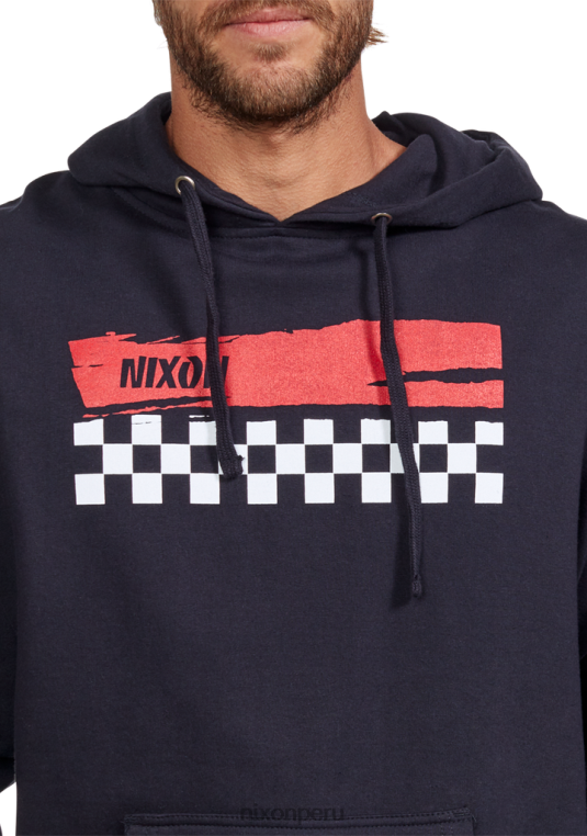 ropa educacion fisica Nixon sudadera con capucha de circuito azul marino/rojo 86XRT477 - Image 6