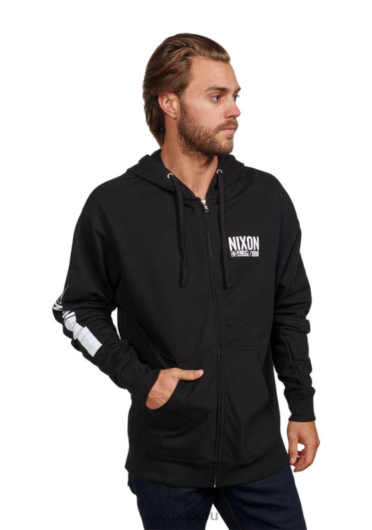 ropa educacion fisica Nixon sudadera con capucha y cremallera blanco negro 86XRT476 - Image 3