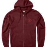 ropa educacion fisica Nixon sudadera con capucha y cremallera completa borgoña 86XRT468