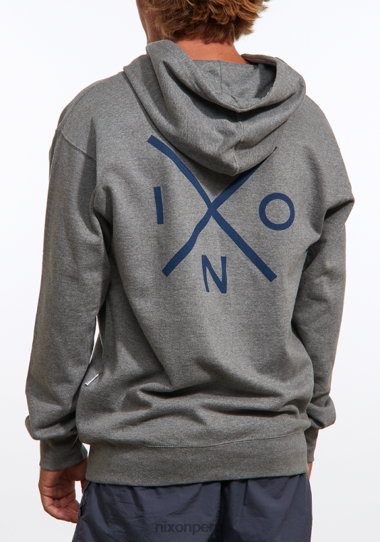 ropa educacion fisica Nixon sudadera con capucha y cremallera completa gris jaspeado oscuro 86XRT467 - Image 3