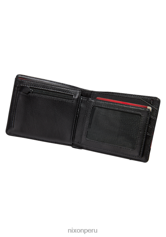 accesorios educacion fisica Nixon pase billetera de cuero negro 86XRT539