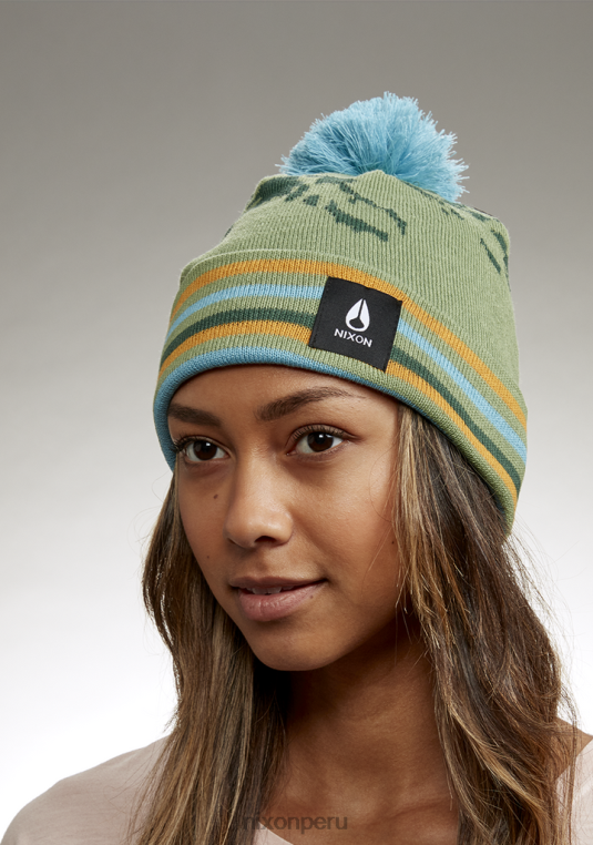accesorios educacion fisica Nixon gorro con pompón y cresta jade/multicolor 86XRT378