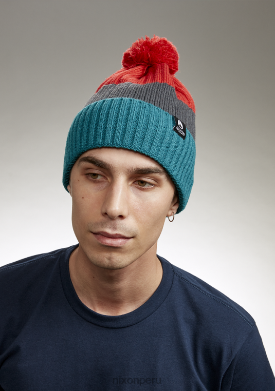accesorios educacion fisica Nixon gorro schrader con pompón cedro oscuro/rojo 86XRT382