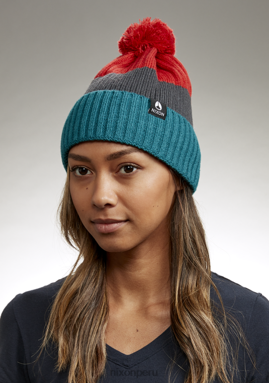 accesorios educacion fisica Nixon gorro schrader con pompón cedro oscuro/rojo 86XRT382