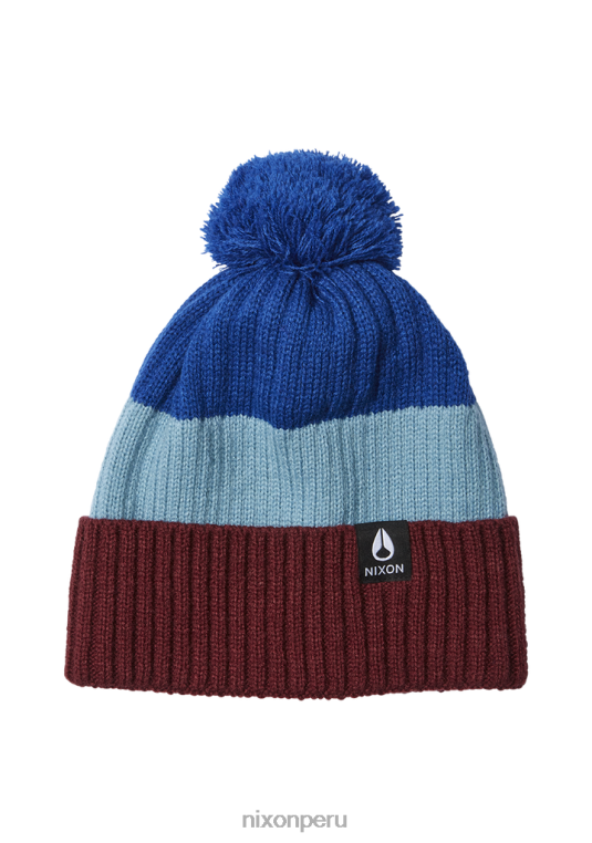 accesorios educacion fisica Nixon gorro schrader con pompón cereza oscuro/azul 86XRT383