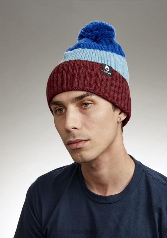 accesorios educacion fisica Nixon gorro schrader con pompón cereza oscuro/azul 86XRT383