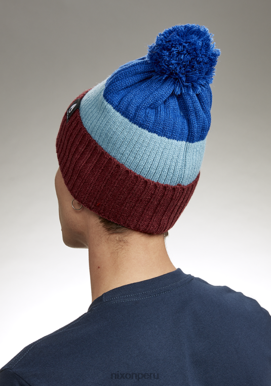 accesorios educacion fisica Nixon gorro schrader con pompón cereza oscuro/azul 86XRT383