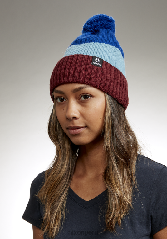 accesorios educacion fisica Nixon gorro schrader con pompón cereza oscuro/azul 86XRT383