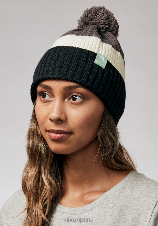 accesorios educacion fisica Nixon gorro schrader con pompón gris negro 86XRT381