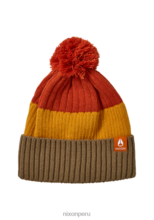 accesorios educacion fisica Nixon gorro schrader con pompón vintage naranja multi 86XRT380