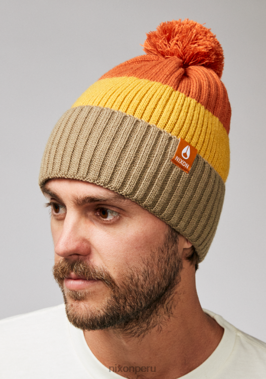 accesorios educacion fisica Nixon gorro schrader con pompón vintage naranja multi 86XRT380