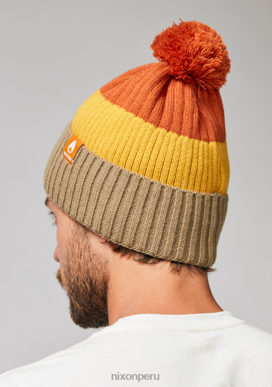 accesorios educacion fisica Nixon gorro schrader con pompón vintage naranja multi 86XRT380