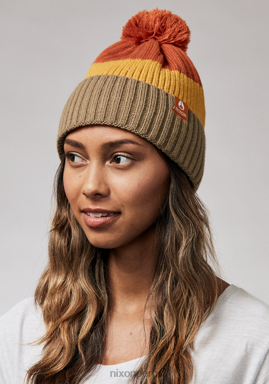 accesorios educacion fisica Nixon gorro schrader con pompón vintage naranja multi 86XRT380