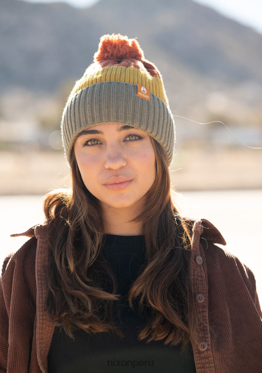 accesorios educacion fisica Nixon gorro schrader con pompón vintage naranja multi 86XRT380