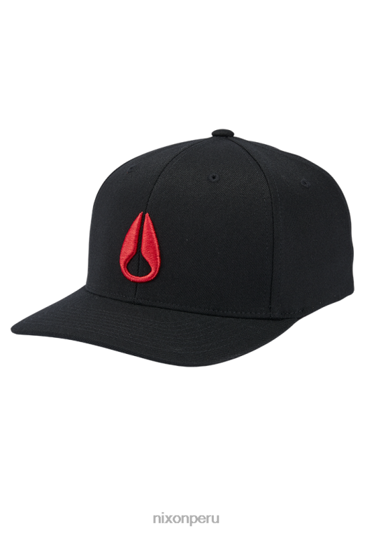 accesorios educacion fisica Nixon gorra de ajuste atlético flexfit profundo negro/rojo 86XRT401
