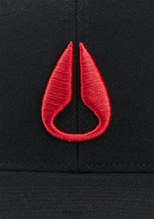 accesorios educacion fisica Nixon gorra de ajuste atlético flexfit profundo negro/rojo 86XRT401