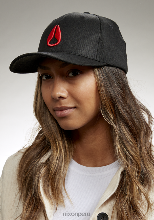 accesorios educacion fisica Nixon gorra de ajuste atlético flexfit profundo negro/rojo 86XRT401