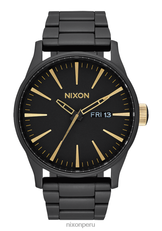 mirar educacion fisica Nixon centinela de acero inoxidable negro mate/oro 86XRT6