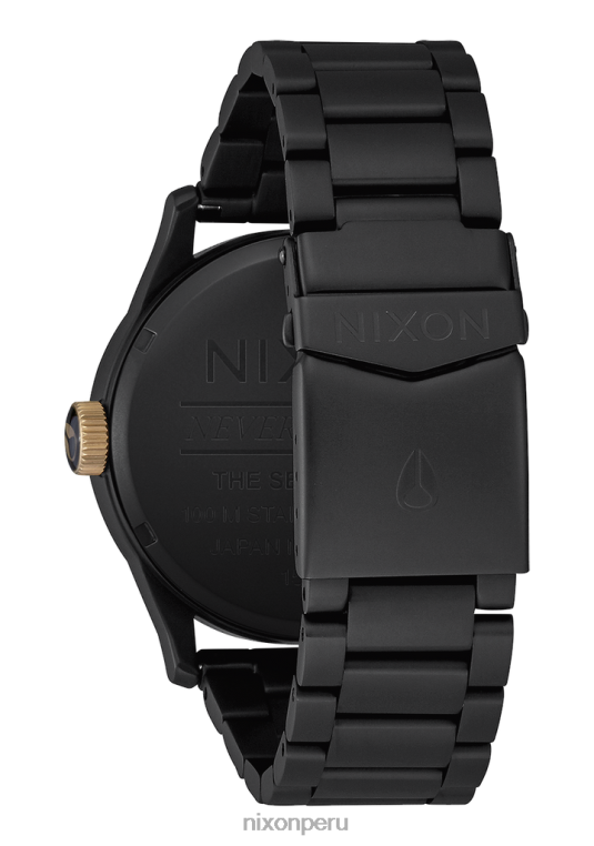 mirar educacion fisica Nixon centinela de acero inoxidable negro mate/oro 86XRT6
