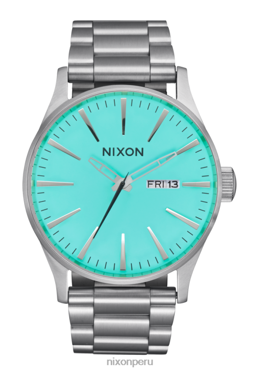 mirar educacion fisica Nixon centinela de acero inoxidable plata/turquesa 86XRT11
