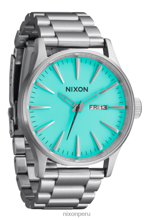 mirar educacion fisica Nixon centinela de acero inoxidable plata/turquesa 86XRT11
