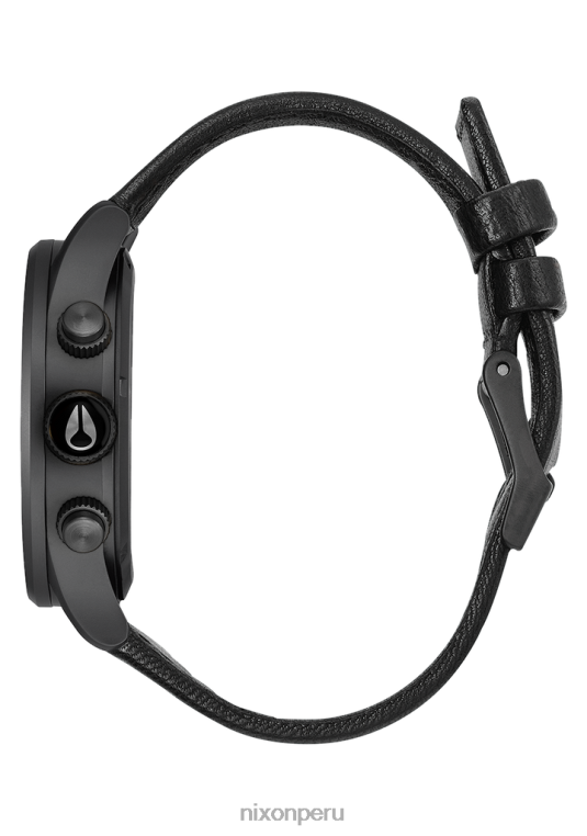 mirar educacion fisica Nixon crono centinela de cuero negro mate/dorado/negro 86XRT107