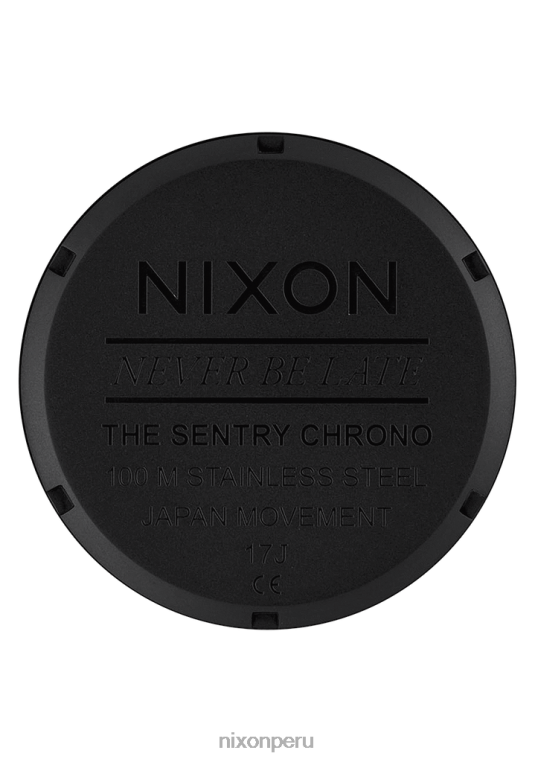 mirar educacion fisica Nixon crono centinela de cuero negro mate/dorado/negro 86XRT107