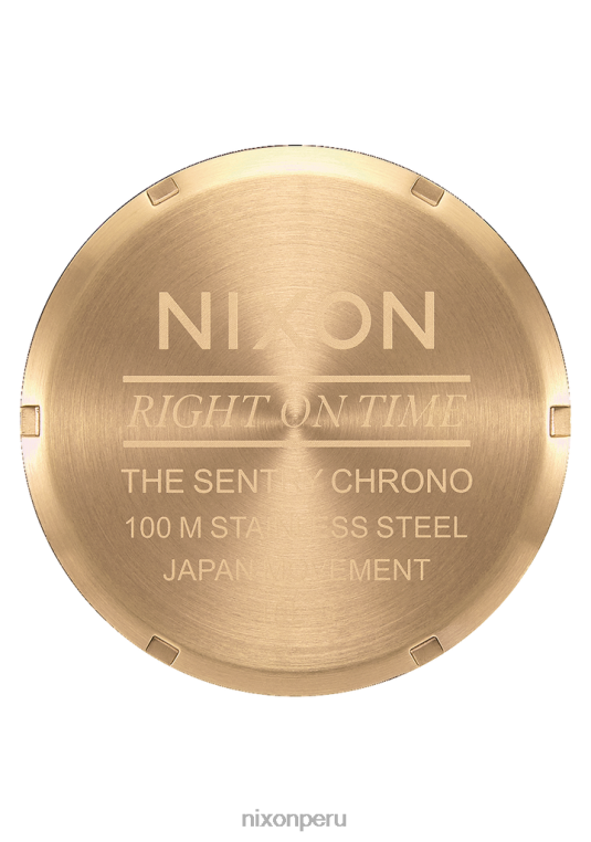 mirar educacion fisica Nixon crono centinela de cuero oro/índigo/marrón 86XRT108