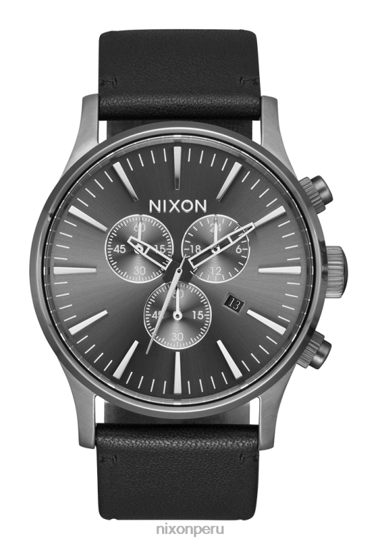 mirar educacion fisica Nixon crono centinela de cuero todo bronce/negro 86XRT109