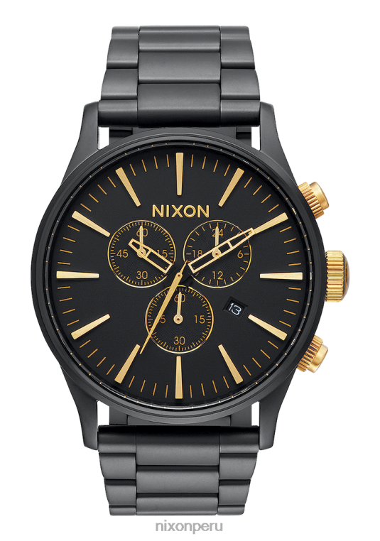 mirar educacion fisica Nixon crono centinela negro mate/oro 86XRT74