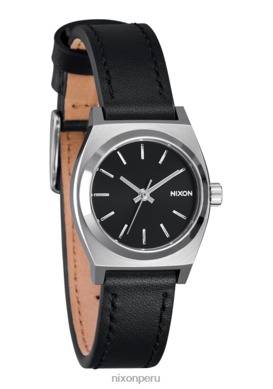 mirar educacion fisica Nixon cuero de cajero de poca monta negro plata 86XRT264