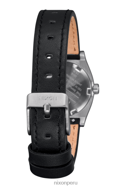 mirar educacion fisica Nixon cuero de cajero de poca monta negro plata 86XRT264