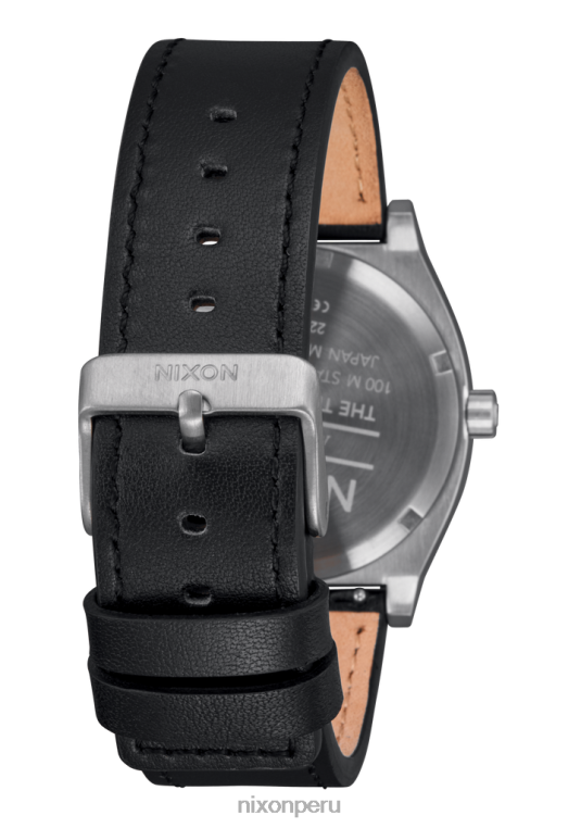 mirar educacion fisica Nixon cuero del cajero del tiempo negro plata 86XRT130