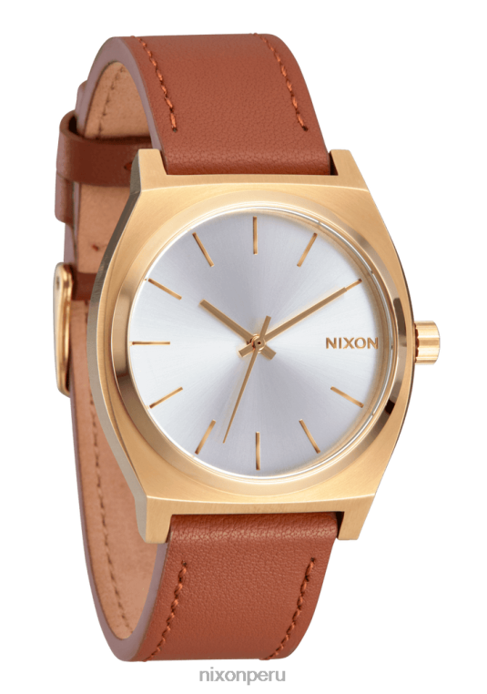 mirar educacion fisica Nixon cuero del cajero del tiempo oro claro/rayo de sol blanco 86XRT129